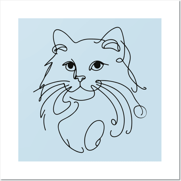 One Line Drawing for cat lover Wall Art by T-Shirt Sculptor